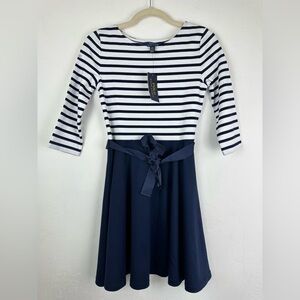 Polo Ralph Lauren Striped Navy Long Sleeve Crew Neck Dress Girl’s Size L (12-14)